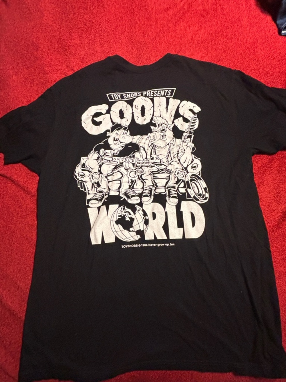 Goons World Graphic Tee - Black with White Print Size Large
